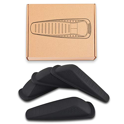 Rubber Door Stopper - Multi Surface Door Stop Wedge with Heavy Duty Design - Flexible and Non Scratching Door Holder (4 Pack, Black) - Thumbnail 5