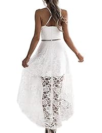 AOOKSMERY - Vestido sexy de encaje con tirantes sin mangas, sin espalda, para playa, bajo