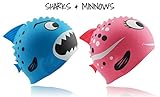 Kids Fun Silicone Swim Cap for Boys and Girls - Sharks & Minnows by Start Smart