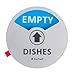 Kichwit Clean Dirty Dishwasher Magnet with The 3rd Option “Empty”, Non-Scratch Strong Magnet Backing & Residue Free Adhesive, 3.5” Diameter, Silver