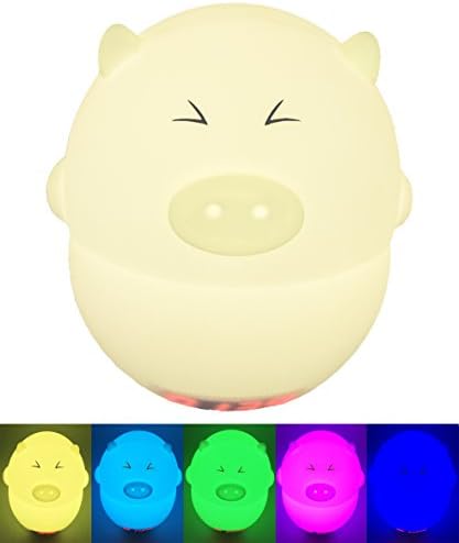 Alkbo Pig Clock Lamp Instruction. Touch Sensor,Voice Control Silicone Sensor 7-Colors Flashing USB Rechargeable Lighting,Decorative Lamp