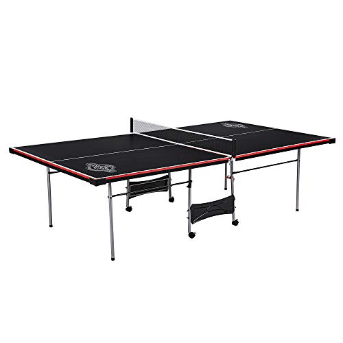 Lancaster 4 Piece Official Tournament Size Indoor Folding Table Tennis Ping Pong Game Table, Black