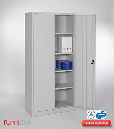 Aktenschrank Stahlflügeltürschrank Materialschrank Werkzeugschrank Stahlschrank Universalschrank grau RAL 7035 pulverbeschich