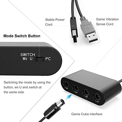 image for YCCSKY Gamecube Controller Adapter for Nintendo Switch, Wii U, and PC 