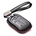 Vitodeco Leather Smart Key Fob Case Compatible with Chevrolet Silverado 1500, 2500, 3500, GMC Sierra (2019-2023 models) - 5-Button, Black/Red