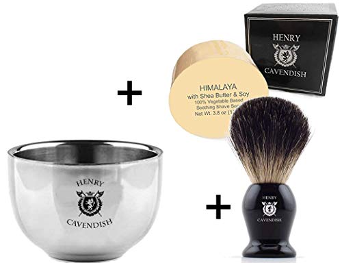 Henry Cavendish 100% Pure Badger Hair Shaving Brush. Enhance Your Shave with The Best Brush and get a Good Shaving Mug - Thumbnail 5
