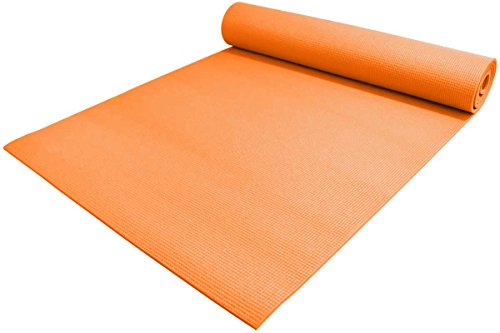 YogaAccessories 1/4″ Thick High-Density Deluxe Non-Slip Exercise Pilates & Yoga Mat, Orange