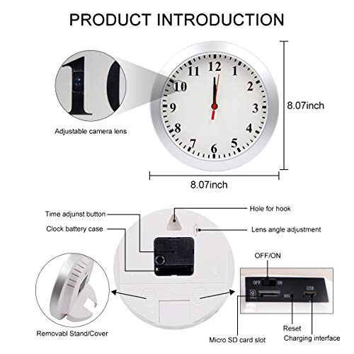 Hidden Camera Wall Clock Camera WIFI Spy Camera, NANIBO 1080P Nanny Cam DVR with Motion Detection,Real-Time Covert Clock Security Camera Monitor for Home and Office - Thumbnail 6