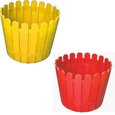 Antier Round VIP Plastic Flower Pot/Plastics Planter Gamla for Plant Holder (Size 12 Inch, Pack of 2)