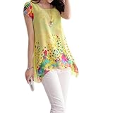 Anself Fashion Women Chiffon Blouse Floral Print Hollow Out Overlay Petal Sleeves Tops Black