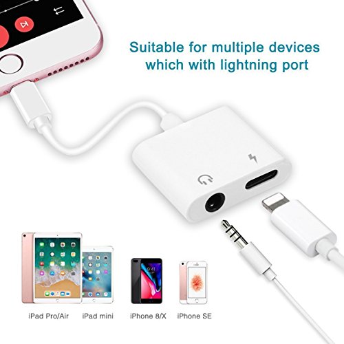 image for Aitaton Lightning Jack Headphone Adaptor Charger for 8/8 Plus iPhone 7