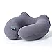 Lucear Inflatable Travel Pillow Set- Velvet Travel Neck Pillow, Sleep Mask, Earplugs - Including Carry Pouch for Convenient Storage - 3 Seconds Inflate Full (Light Gray1)