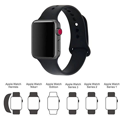 iDon Smart Watch Sport Band, Soft Silicone Replacement Sports Band for Apple Watch Band 42mm 2017 Series 3 Series 2 Series 1 (M/L, Black)
