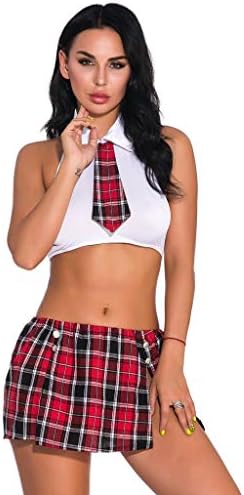 YKARITIANNA New Women Sexy Lingerie, Tie Uniform with Novelty Underwear Panties Briefs Mini Skirt Suit Underwear