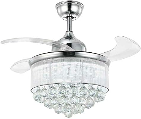 Fidgetgear Silver Crystal Ceiling Fan Retractable Blades