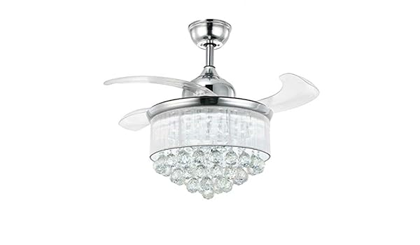 Fidgetgear Silver Crystal Ceiling Fan Retractable Blades