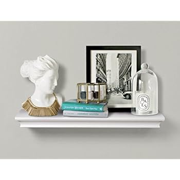 AHDECOR White Deep Floating Shelves Display Ledge Shelf with Invisible Blanket 24