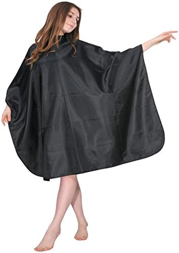 WM Beauty 50'' x 57'' Classic Water Repellent Adjustable Salon Hair Cutting Cape with Snaps Closure, Black