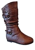 New Girls Kids Buckle Slouch Round Toe Midcalf Winter Shoes Boots (Toddler/Little Kid/Big Kid)