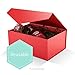 PACKHOME Gift Box 9x6.5x3.8 Inches, Rectangle Collapsible Box with Magnetic Lid for Gift Packaging (Matte Red, Grain Texture)