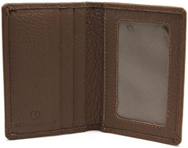 Genuine Cross Grain Leather Slim Fold Front Pocket Window ID Card Case Wallet (Tuape)