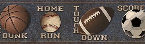 Chesapeake TOT46313B Slam Dunk Navy Sports Toss Wallpaper Border