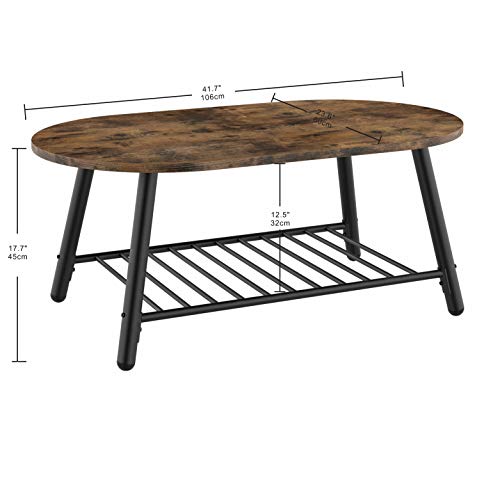 IRONCK Industrial Coffee Table for Living Room, with Storage Shelf