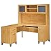 Bush Furniture Somerset 60W L Shaped Desk with Hutch in Maple Cross