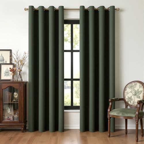 MIULEE Verdunklungsvorhänge Thermo Blickdicht Ösen 2er Set 140x245cm Grün