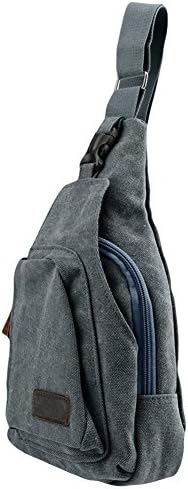 Awise Outdoor Sports Casual Canvas Unbalance Backpack Crossbody Sling Bag Shoulder Bag Chest Bag for Men