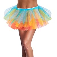 SIPU Halloween Tutus for Women Light Up Neon LED Rainbow Tutu Skirt with Classic 5 Layered Tulle