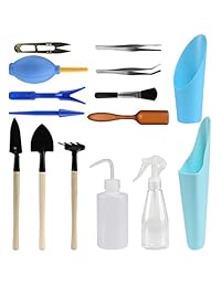 15 pieza suculentas jardín herramientas de mano jardín de hadas en miniatura plantar trasplantar portafolios con juego de herramientas para mejorar tu calidad de vida de jardinería