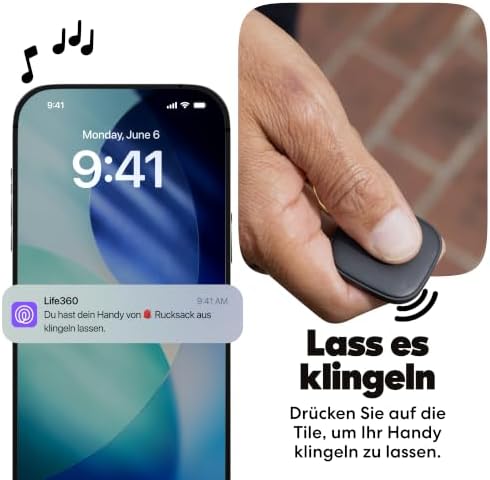 Tile - Bluetooth-Tracker, Schlüssel- und Gegenstandsfinder für Schlüssel, Taschen und mehr. Handy-Finder. iOS- & Android-kompatibel. Handy-Finder. 1er-Pack (Schwarz)