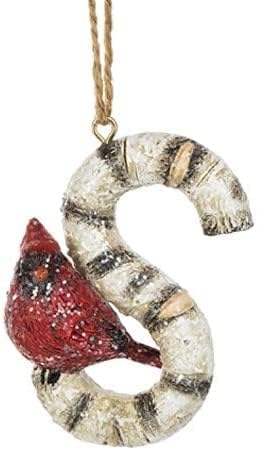 Ornaments - Cardinal Initial Christmas Tree Ornament Letter with Cardinal Birds on Birch Christmas Tree Decorations-Keepsake for Family (Letter S)