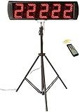 GAN XIN Portable 5'' High 5 Digits LED Race Clock with Tripod for Running Events, Countdown/up Digital RaceTimer, by Remote Control