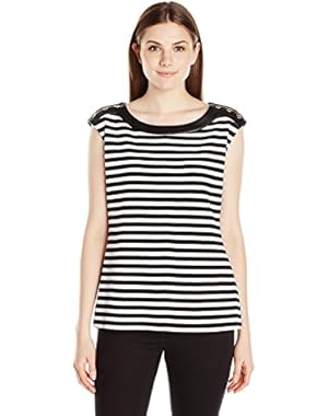 Calvin Klein Women's S/L Textured Stripe