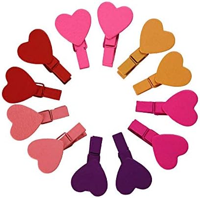 Yevison 12Pcs Mini Heart Love Wooden Clothes Photo Paper Peg Pin Clothespin Craft Clips High Quality
