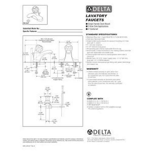 NEW Delta Foundations B512LF Single Handle Centerset Bathroom Faucet