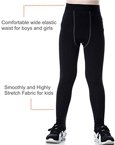 image for CVVTEE Boys Compression Pants Base Layers Soccer Hockey Tights Athleti