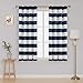 Deconovo Navy Blue Striped Blackout Curtains Rod Pocket Nautical Navy and Greyish White Striped Curtains Tie Up Curtain for Kids Room 46W X 63L Navy Blue 2 Panels
