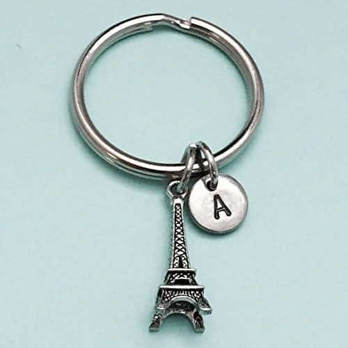 Eiffel Tower keychain, Eiffel Tower charm, place keychain, personalized keychain
