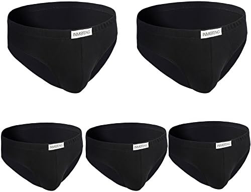 INMOTENG Men's Breathable Soft 100% Cotton Briefs Men's Sport Brief Underwear Mens Basic Bundle Brief Available in 5 Pack/3 Pack/1 Pack (L, 5 BLACK)
