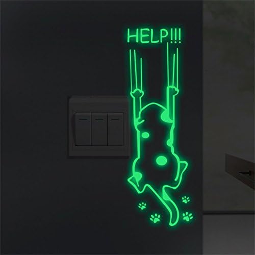 Cat Light Switch Glow in the Dark Wall Stickers Murals Decals for Kids Bedroom Playroom Study Baby Nursery Room Classroom Offices Decorations