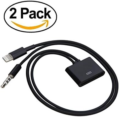 ME 30-Pin Adapter, Lightning to 30-Pin Adapter with 3.5mm Audio Cable Cord for iPhone 6/ 6 Plus / 5 / 5S / 5C, iPad Air, iPad mini , iPad 3 4, iPod Nano (7th gen), and iPod Touch, Black (2 PACK)