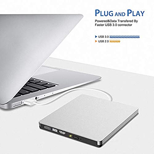 Snorain External CD/DVD Drive,USB 3.0 DVD +/-RW Superdrive CD Burner with High Speed Data Transfer Compatible for MacBook Laptop Desktop PC Windows10 /8/7 /XP Linux Mac OS (CD/DVD Drive)