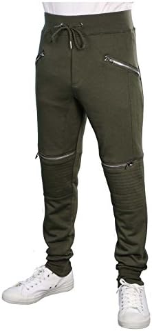Indigo People Men's Zippered Jogger Sweat Pants-Hunter Green-XL