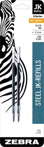 Zebra Pen STEEL Gel Refill, Fits G-402, Black Ink, 0.5mm, 2-Pack at Amazon