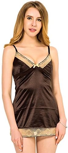 HighWing Women Sexy Lingerie Set Satin Camisole Babydoll Sleepwear (XL)