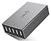 LABC X5 5-Port Rapid Wall Charger USB PowerPort Power Strip 5 Outlet Wall/Desktop/Travel Smart Charging Station (40W 5-Port USB Charging Hub) Multi-Port USB Charger (Grey)