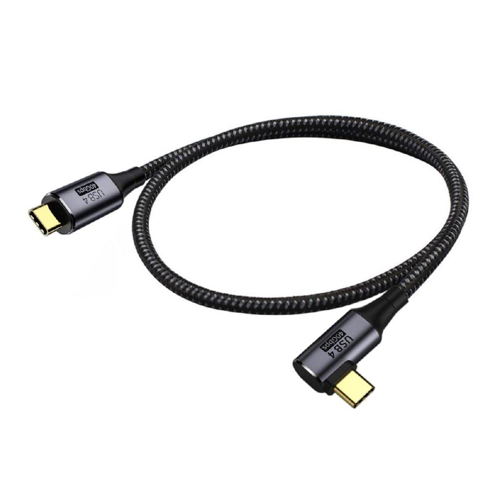 Cablecc 40Gbps Angled USB4 Cable with 100W Charging and 8K@60Hz 5K@60Hz USB4.0 Compatible with Thunderbolt3/4 100cm